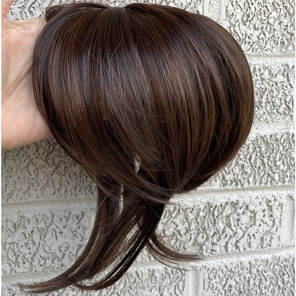 NWT 8” Chestnut dark brown topper straight blunt bangs price firm unless bundled - Picture 6 of 12